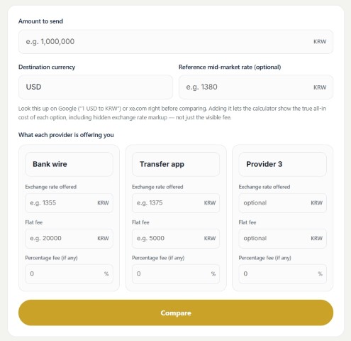 Overseas Remittance Fee Calculator